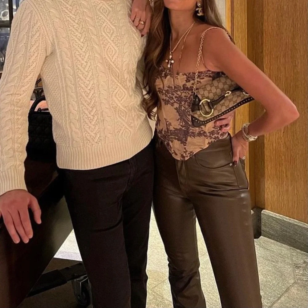 Zara genuine leather straight leg pants limited edition blogger aritzia melina - Picture 10 of 13